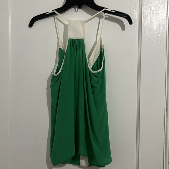 Aryn K. Medium green and white silk tank with beautiful buttons down the front. - Picture 6 of 6